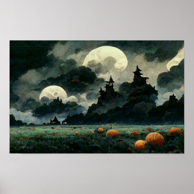 Spooky Halloween Landschaft Poster (Vorne)