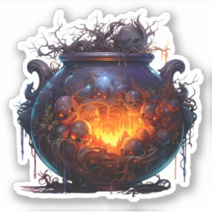 Spooky Halloween Magic Hexen Cauldron Aufkleber