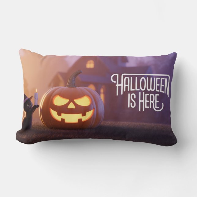 Spooky Halloween Magic-Niedliche Katzen & glühende Lendenkissen (Vorderseite)