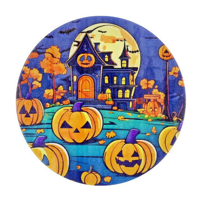 Spooky Halloween Mansion Artwork Schneidebrett (Vorderseite)