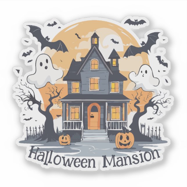 Spooky Halloween Mansion Aufkleber (Vorderseite)