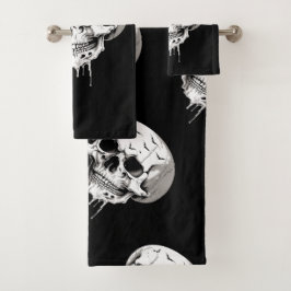 Spooky Halloween Melting Cranium With Bat Imagery  Badhandtuch Set