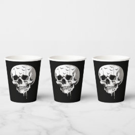 Spooky Halloween Melting Cranium With Bat Imagery  Pappbecher