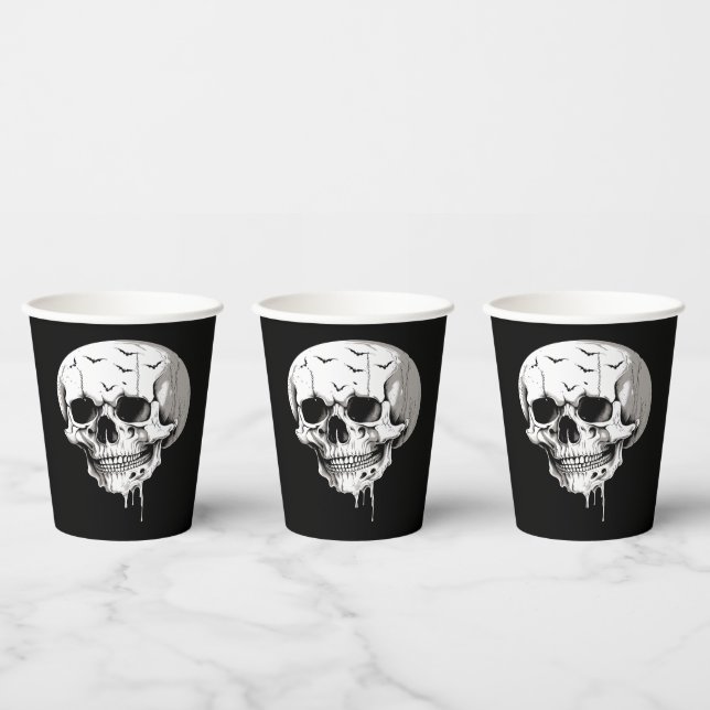 Spooky Halloween Melting Cranium With Bat Imagery  Pappbecher (Multi)