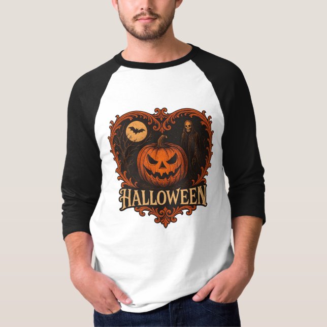 Spooky Halloween Men’s 3/4 Sleeve Raglan T-Shirt | (Vorderseite)