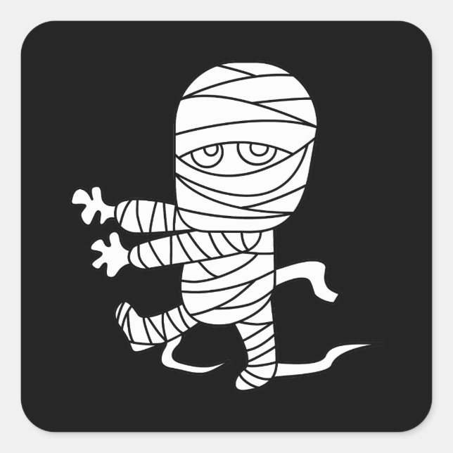 Spooky Halloween Mummy Quadratischer Aufkleber (Vorderseite)