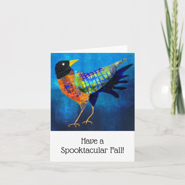 Spooky Halloween Niedlich Crow BLANK Grußkarte Dankeskarte (Vorderseite)