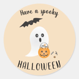 Spooky Halloween Niedlich Ghost Trick oder Tretboo Runder Aufkleber