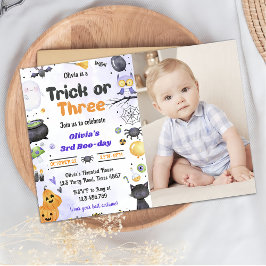 Spooky Halloween Niedliches Ghost 3. Geburtstags-P Einladung