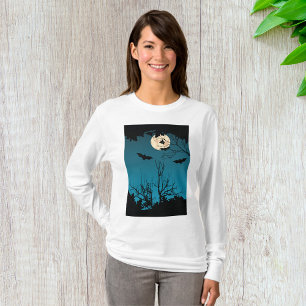 Spooky Halloween Night Full Moon und Flying Bats T-Shirt