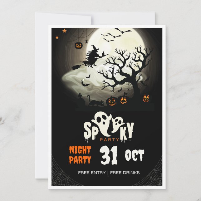 Spooky Halloween Night Party Flyer Einladung (Vorderseite)