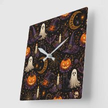 Spooky Halloween Night Pumpkin & Ghost Pattern Art
