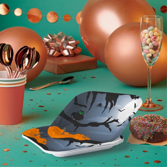 Spooky Halloween Night Szene Pappteller (Von Creator hochgeladen)