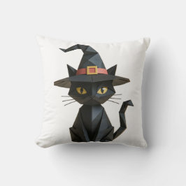 Spooky Halloween Origami Cat mit Hexen, die Kissen