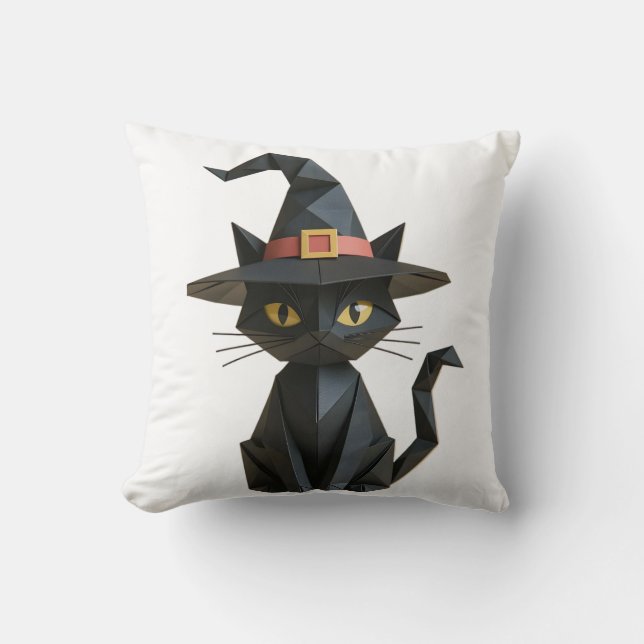 Spooky Halloween Origami Cat mit Hexen, die Kissen (Vorderseite)