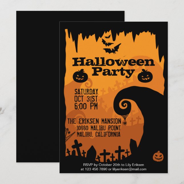 Spooky Halloween-Party Einladung (Vorne/Hinten)