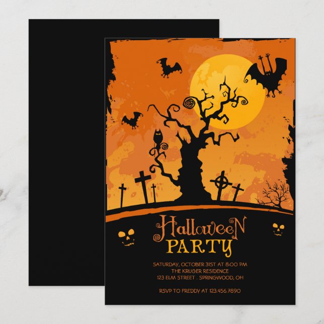 Spooky Halloween-Party Einladung (Vorne/Hinten)