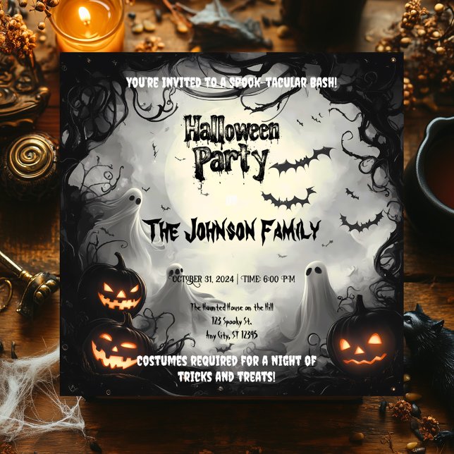 Spooky Halloween-Party - Geister und Pumpkins Einladung (Von Creator hochgeladen)