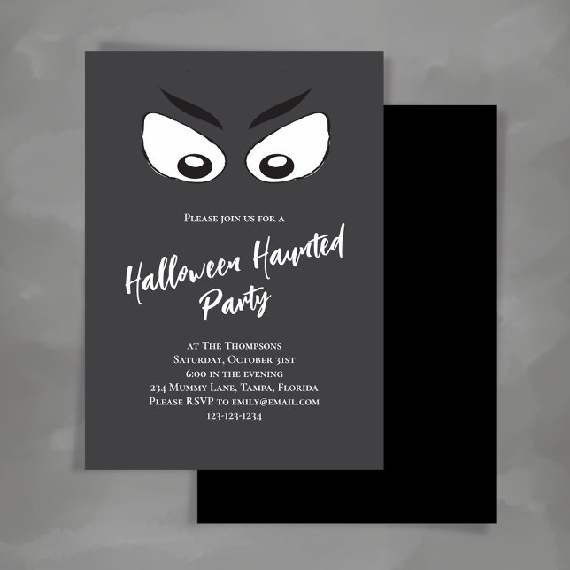 Spooky Halloween-Party Ghost Eyes Einladung (Halloween party custom invitation template. )