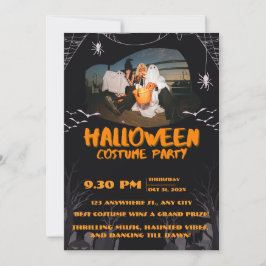 Spooky Halloween Party Invitation – Ghosts & Bats Einladung