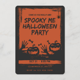 Spooky Halloween Party Invitation Orange Black
