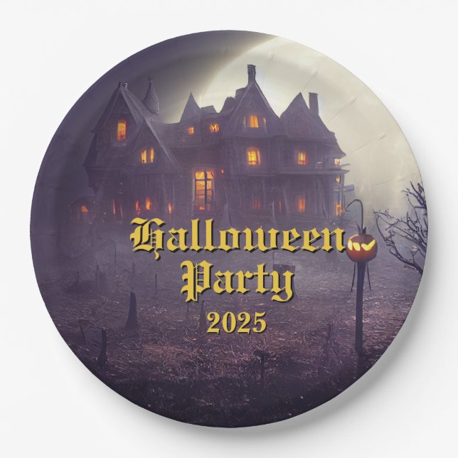Spooky-Halloween-Party Pappteller (Vorderseite)