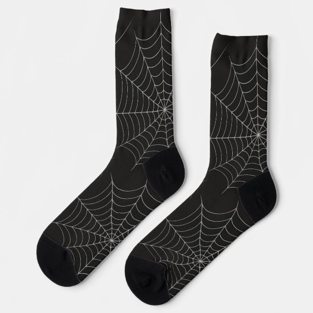 Spooky Halloween-Party Spiderweb Bold Black Socken (Linkes Detail)