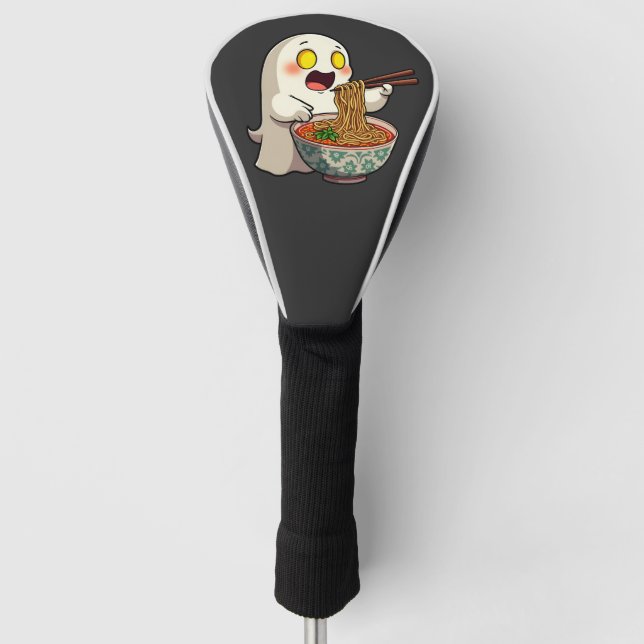 Spooky Halloween Pastel Kawaii Ghost Eating Ramen Golf Headcover (Vorderseite)