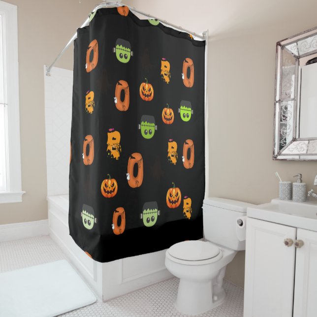 Spooky Halloween Pattern Duschvorhang (Beispiel)