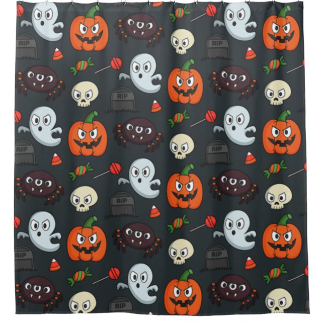 Spooky Halloween Pattern Duschvorhang (Vorderseite)