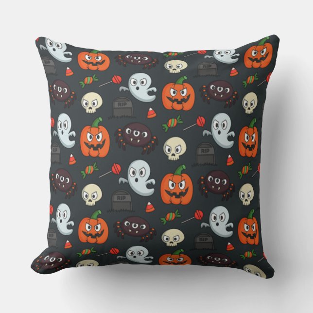 Spooky Halloween Pattern Kissen (Vorderseite)