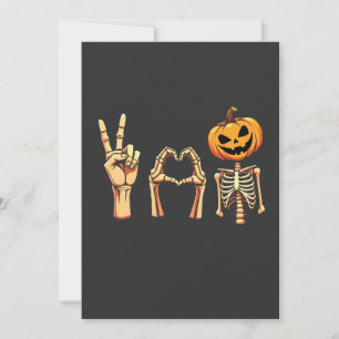 Spooky Halloween Peace Lover Pumpkin Skeleton Einladung