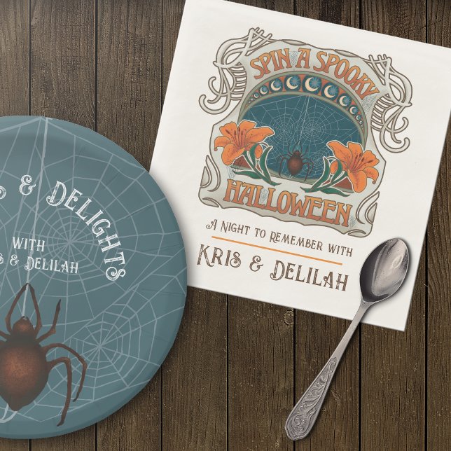 Spooky Halloween, Personalisiert Serviette (Spooky Halloween, Personalized Napkins-Shown with Matching Paper Plates from the Same Collection.)