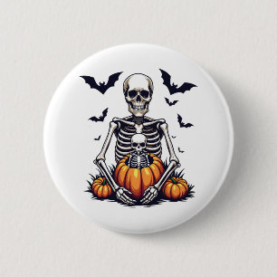 Spooky Halloween Pregnant Skeleton Schwangerschaft Button