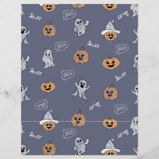 Spooky Halloween Pumpkin and Ghost Pattern Scrapbo