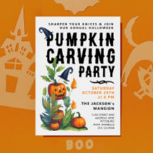 Spooky Halloween Pumpkin Carving Party Wassercolor