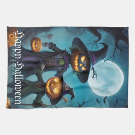 Spooky Halloween Pumpkin Duo Geschirrtuch