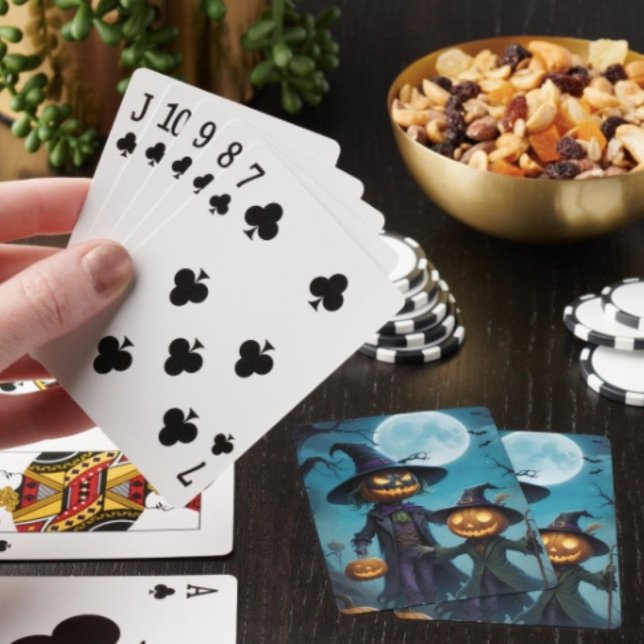Spooky Halloween Pumpkin Duo Spielkarten (Poker cards easy to shuffle, smooth card stock. Dimensions: 2.5" x 3.5”. )