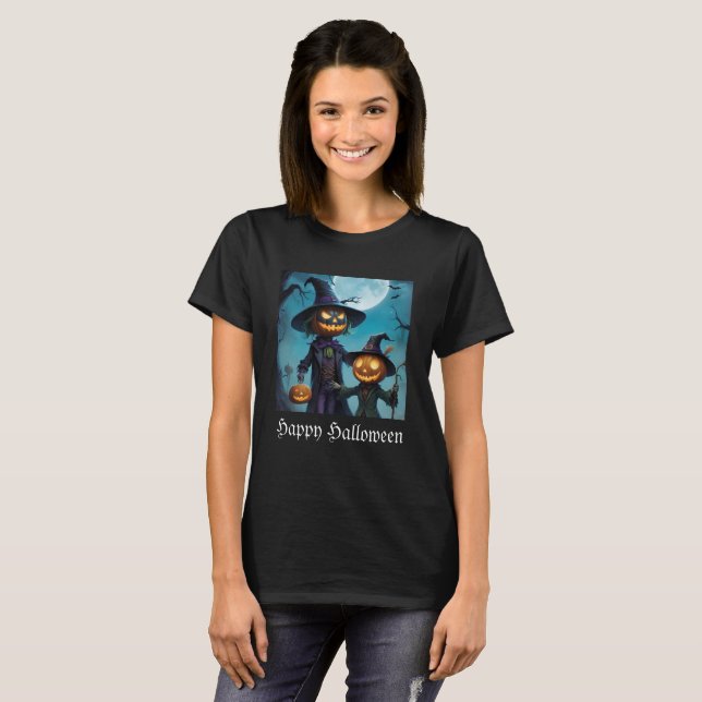 Spooky Halloween Pumpkin Duo T-Shirt (Vorne ganz)