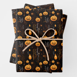 Spooky Halloween Pumpkin Geschenkpapier Set