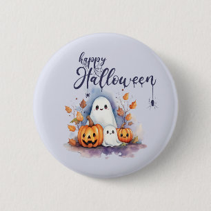 Spooky Halloween Pumpkin Ghost Button