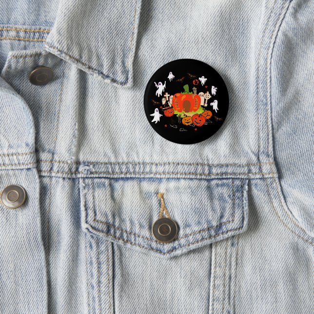 Spooky Halloween Pumpkin Graveyard Szene Button (Beispiel)
