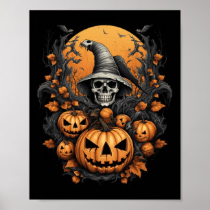 Spooky Halloween Pumpkin Hexenkopf Poster