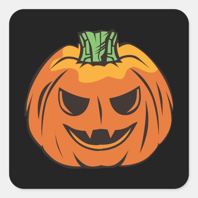 Spooky Halloween Pumpkin Quadratischer Aufkleber (Vorderseite)