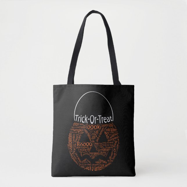 Spooky Halloween Pumpkin Typografie Orange Black Tasche (Vorderseite)