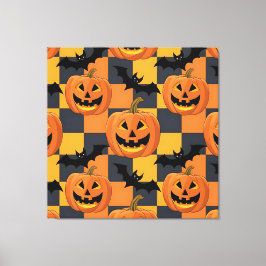 Spooky Halloween Pumpkin und Bat Pattern Leinwanddruck
