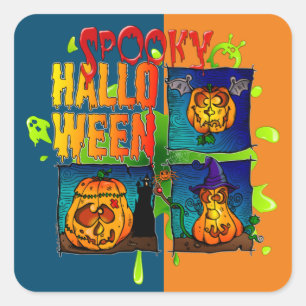 Spooky Halloween Quadratischer Aufkleber