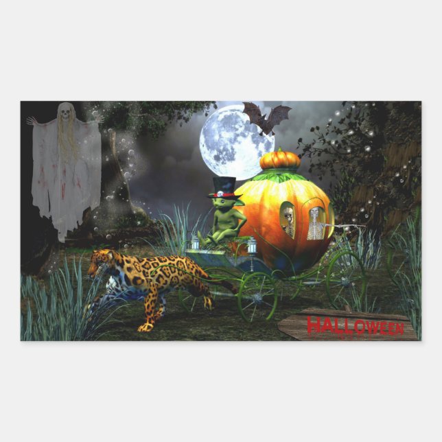 Spooky Halloween Rechteckiger Aufkleber (Vorderseite)