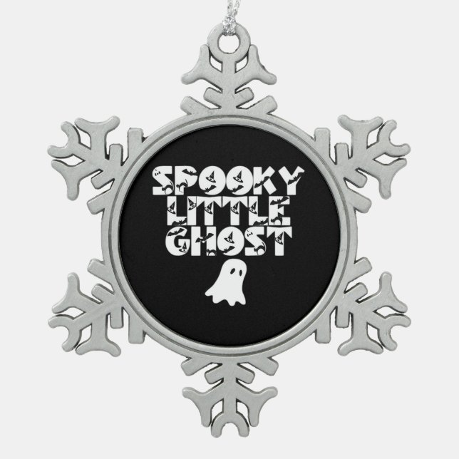 Spooky Halloween Schneeflocken Zinn-Ornament (Vorderseite)