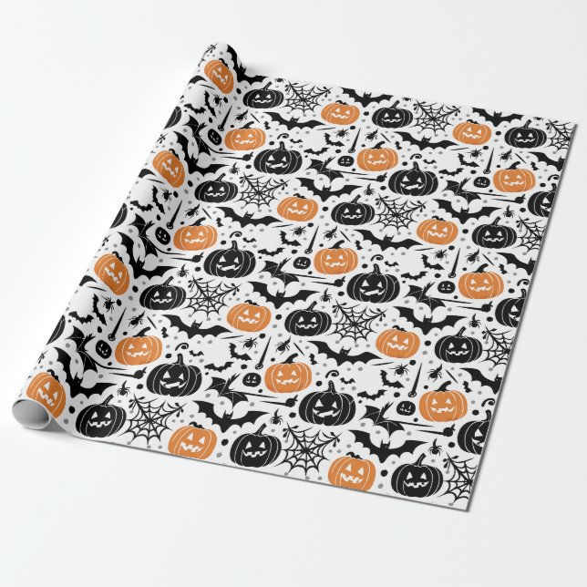 Spooky Halloween Seamless Pattern Geschenkpapier (Ungerollt)
